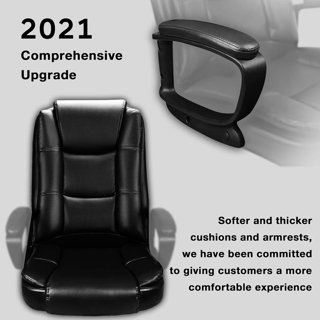 OFIKA Office Chair Computer Desk Chair Gaming - Ergonomic High Back Cushion Lumbar Support with Wheels Comfortable Black Leather Racing Seat Adjustable Swivel Rolling Home Executive (Black)