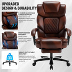 Big and Tall Recliner Office Chair with Footrest, Wide Seat Heavy Duty Reclining Office Desk Chair for 500lbs Heavy People, Black Brown