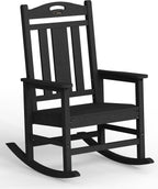 Ciokea Oversized Outdoor Rocking Chair, 380lbs Heavy-Duty Large Patio Rocker, Weather Resistant & Anti-Fade Porch Chair, High Back Cozy Rocking Chair for Outside, Fire Pit, Deck, Garden, Black