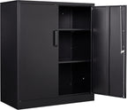 SISESOL Metal Storage Cabinet Locked Steel Cabinet with 2 Adjustable Shelves,Office Cabinet Locking Tool Cabinets,Kitchen Storage Cabinets Metal Locker Small Counter Height Storage Cupboard 36" H