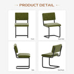 Mid Century Velvet Dining Chairs, Green Dining Chairs Set of 4, Modern Armless Side Chair, Cantilevered Back, Comfy Seat, Metal Legs, Industrial for Kitchen, Restaurant, Living Room, Olive