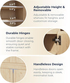 Housoul Shoe Cabinet Storage with 3 Doors, Freestanding Shoe Cabinet with Drawer & Adjustable Shelves, Wooden Shoe Organizer for Entryway, Hallway,Natural