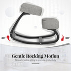 Giantex Ergonomic Kneeling Desk Chair, Upright Posture Chair with Cushion & Solid Wood Frame, Natural Relief for Neck or Back Pain, Wooden Knee Chair for Home Office (1)