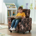 HONEY JOY Kids Recliner, 2-in-1 Toddler Armrest Sofa Couch with Cup Holders, Adjustable Footrest, Velvet Fabric, Child-Size Recliner Chair for Boys Girls Age 3+ (Leaf Color)
