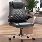 ZZW Executive Office Chair w/Flip-Up Arms Managerial Home Desk Chair w/Lumbar Support Adjustable PU Leather Ergonomic Computer Chair
