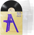 Claev Outer Record Sleeves for Album Covers - 50 Clear Plastic Outer Sleeves to Protect 12" LP Vinyl Record Albums - 12.75 x 12.75 inch & 3 mil Thick - Archival Quality for Collection Protection