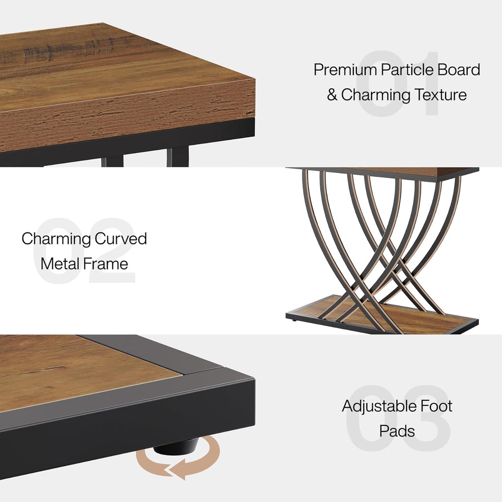 Tribesigns Side Table Set of 2, Narrow 2-Tier End Table for Living Room, Industrial Nightstand with Metal Frame, Small Bedside Tables for Bedroom, Sofa Couch, Small Spaces, Rustic Brown