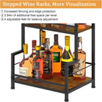 Hayexiha 4-Tier Stepped Freestanding Wine Rack, Large Capacity Liquor Cabinet with Anti-Fall Guardrails and Rounded Corners, Bottle Display Shelf & Mini Bar for Living Room, Home Bar, Kitchen Corner