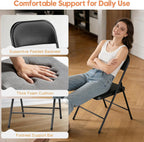 4 Pack Black Folding Chairs with Padded Cushion & Backrest, Comfortable Cushioned Seat with Durable Metal Frame, Portable Stackable Foldable Chair for Home, Office, Party, Indoor & Outdoor Events