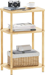 Bamboo End Table, Side Table for Small Space with Storage Shelf, Small Table Stand, Narrow Wooden Bedside Table Nightstand, Toolless Assembly, for Nursery, Living Room, Bedroom, Natural