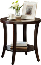 23" Contemporary Wooden Side Table, End Table with Storage Shelf, Accent Table with Wide Display Space for Indoor Home Decor, Espresso