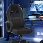 Gaming Chair PC Office Chair Ergonomic Gamer Chair PU Leather Executive Computer Chair with Lumbar Support High Back Adjustable Rolling Swivel Desk Chair for Adult Teen, Black