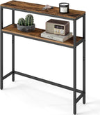 VASAGLE Console Table, 2-Tier Narrow Sofa Table with 2 Shelves, 7.9 x 31.5 x 31.5 Inches, for Living Room, Hallway, Entryway, Rustic Brown and Ink Black ULNT130K01V1