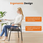 DUMOS Stackable Arm Chairs with Mesh Back and Upholstered Fabric, Easy to Store and Use, Perfect for Indoor and Outdoor Spaces, 1 Chair Grey
