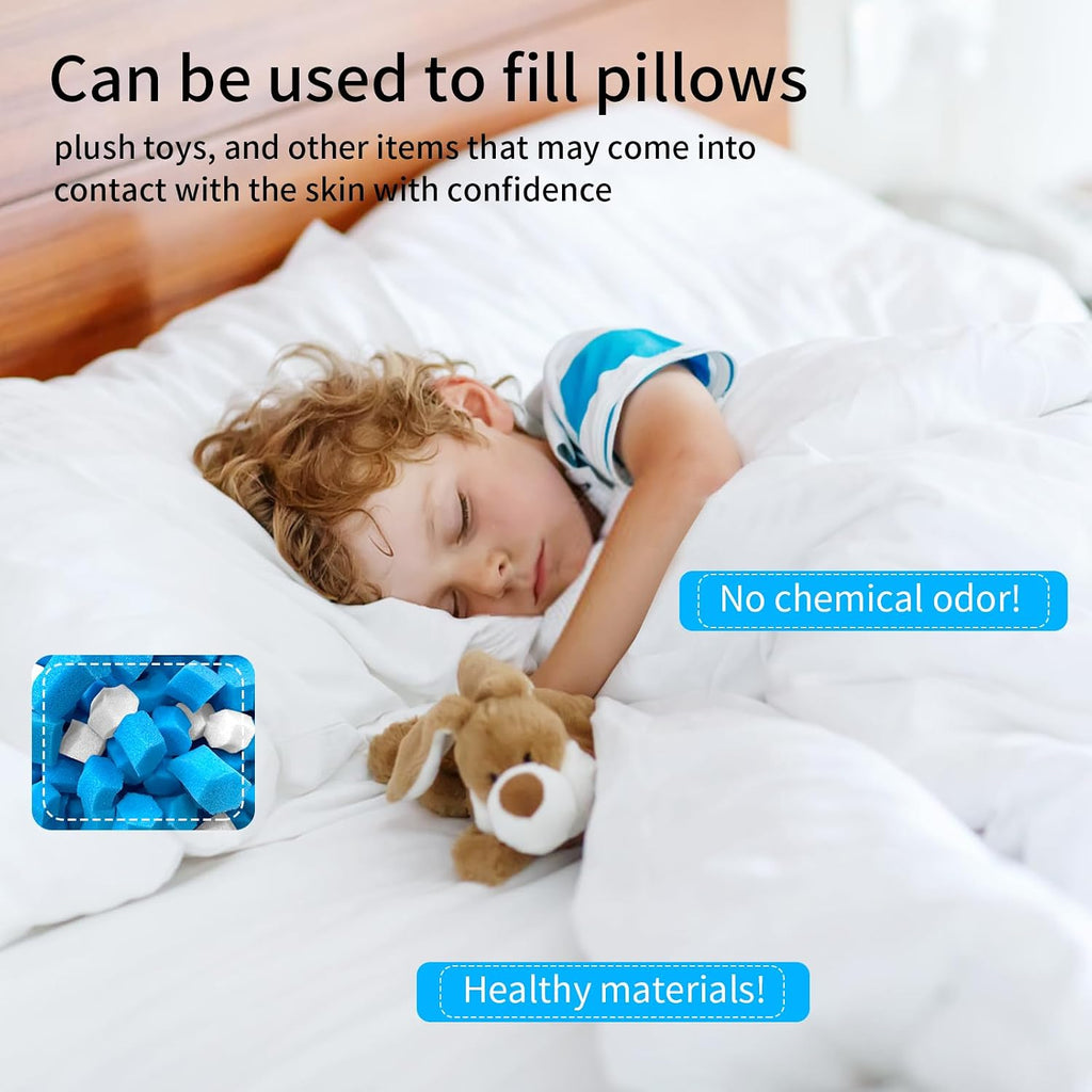 20lbs Bean Bag Filler, Shredded Memory Foam Filling, Pillow Filler | Stuffing, Bean Bag Filling, Punching Bag Filler, Foam Refill for Pouf/Ottoman Stuffing/Boxing Bag, Added Gel Particles