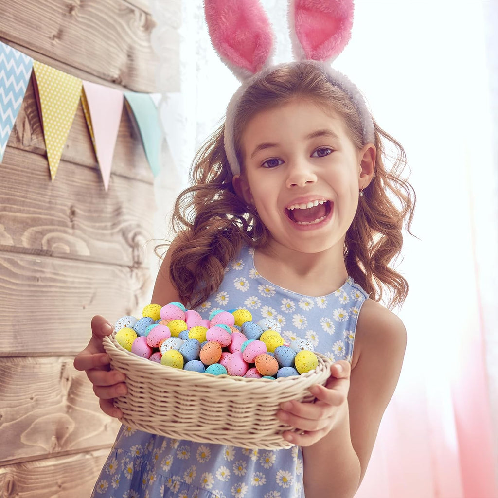 Winlyn 120 Pcs 8 Colors Mini Easter Foam Eggs Speckled Pastel Easter Eggs Small Decorative Artificial Easter Bird Eggs for Easter Basket Fillers Craft Projects Springtime Party Favors Table Setting
