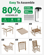 YEFU Outdoor Rocking Chairs Set of 2, Rocking Chairs Outdoor Weather Resistant, Porch Rocker Oversized, Patio Rocker Poly, for Lawn Garden, Heavy-Duty 350lbs(Teak)