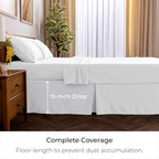 Mellanni Bed Skirt King Size - Bed Skirting - 15-Inch Tailored Drop Pleated Dust Ruffle - Hotel Luxury Bedding - Wrinkle, Fade, Stain Resistant - 1 Bedskirt (King, White)