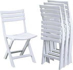 4 Pack Foldable Plastic Chairs, 300 LB Weight Capacity, Lightweight Waterproof Foldable Chairs for Patio, Garden, Beach, Balcony & Porch Indoor Outdoor Use(White×4)