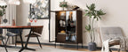 roomfitters 51.2'' Display Cabinet with Glass Doors, Pantry Storage Cabinet with Shelves for Living Room and Kitchen, Walnut