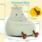 DUMOS Kids Bean Bag Chair, Stuffed Toddler Couch with Faux Rabbit Fur Cover for Teens & Kids, Comfy Lazy Sofa Chair for Reader, Living Room, Bedroom, Aged 4-12 Years, 31 Inch, Green