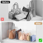 PAVSTINE Purse Organizer for Closet, Stackable Handbag Storage Shelf, Adjustable Clear Shelf Dividers, Keep Clutch, Bag, Pocketbook Upright, for Bedroom