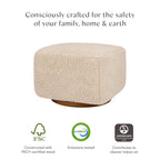 Babyletto Kiwi Gliding Ottoman in Chai Shearling with Dark Wood Base, Greenguard Gold and CertiPUR-US Certified