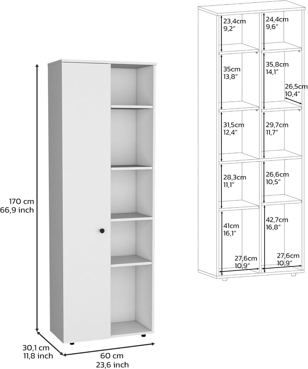 Large Capacity Kitchen Pantry Cabinet, 66.9" Slim Storage, 10 Shelves, Modern Design, White