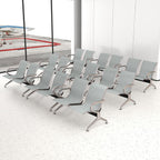 kinbor 2-Seat Waiting Room Chairs with Arms - Set of 3 Modern Reception Bench for Airport, Hospital, Office Lobby - Breathable Mesh & Durable Steel Waiting Area Furniture (Gray)