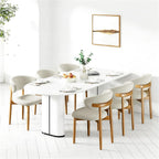 LEVELEVE Wooden Dining Chairs Set of 4,Farmhouse Kitchen Chairs with Curved Back,Modern Fabric Upholstered Chairs for Dining Room,Grey