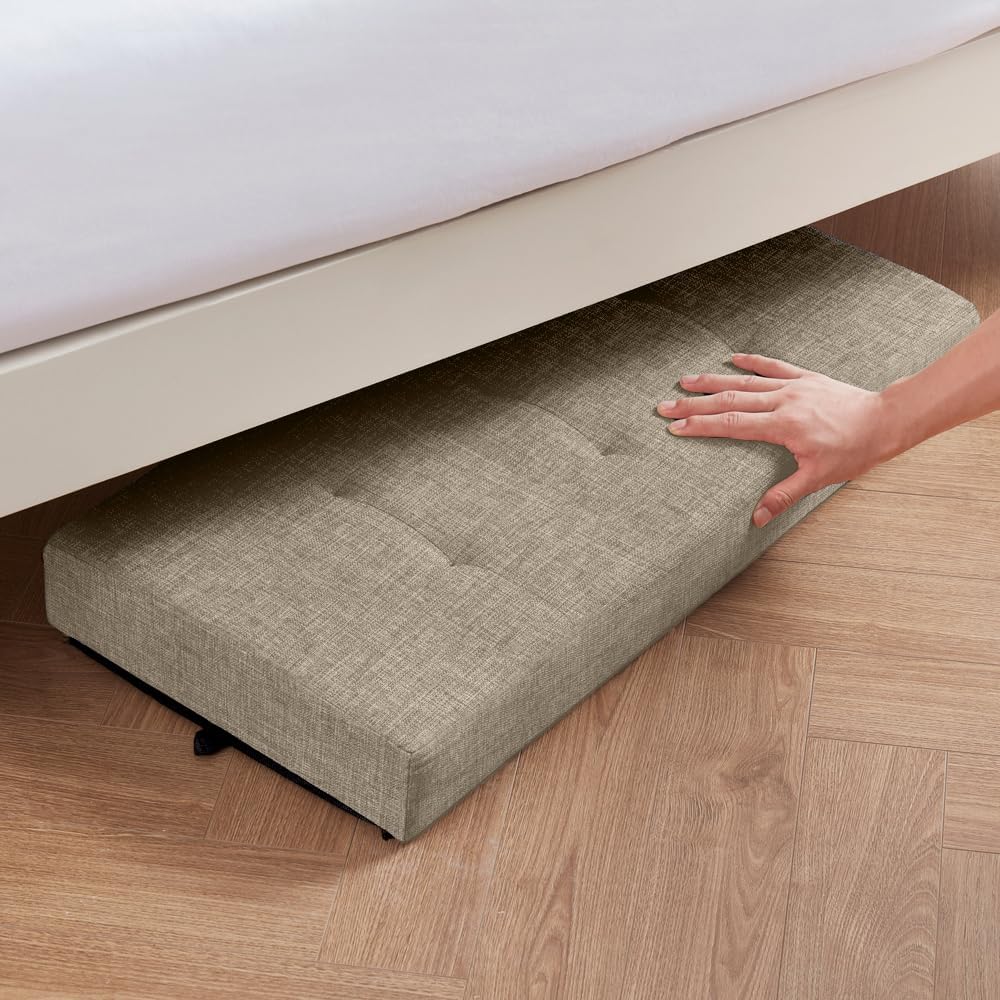 Ornavo Home 30 Inch Storage Ottoman, Large Storage Bench, Ottoman with Storage with Legs, Foot Rest Stool, Bedroom Bench - Tan/Taupe