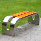 Curved Outdoor Bench with a Unique Design, Featuring Solid Wood seat and Metal Frame. Ships Fully Assembled and is Suitable for Parks, Communities, and Streets Yellow 120cm