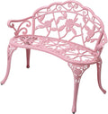 Cast Aluminium Outdoor Bench, Rose Garden Bench for Patio,Park,Lawn,Yard (Pink)