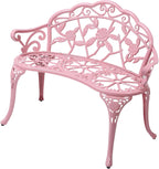 Cast Aluminium Outdoor Bench, Rose Garden Bench for Patio,Park,Lawn,Yard (Pink)
