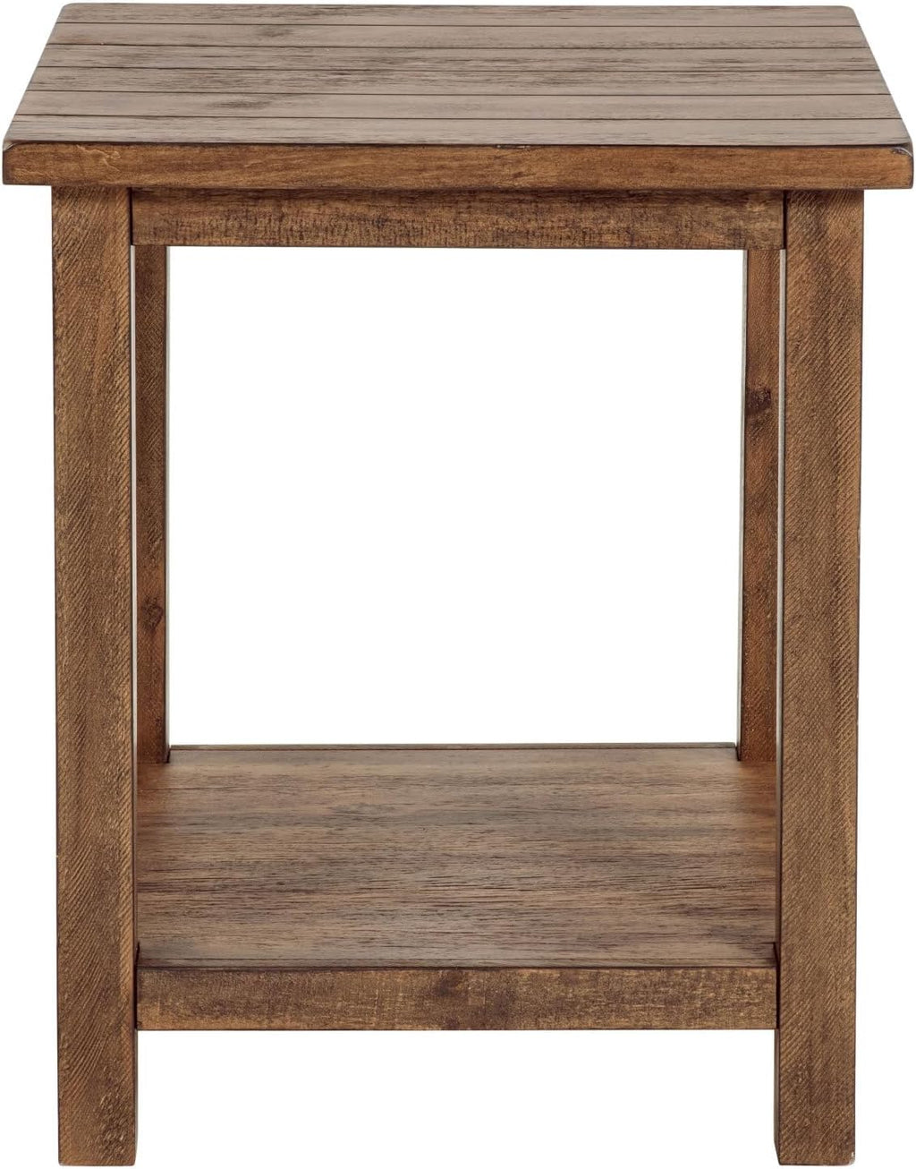 Castleton Distressed Brown Wood End Table with Shelf
