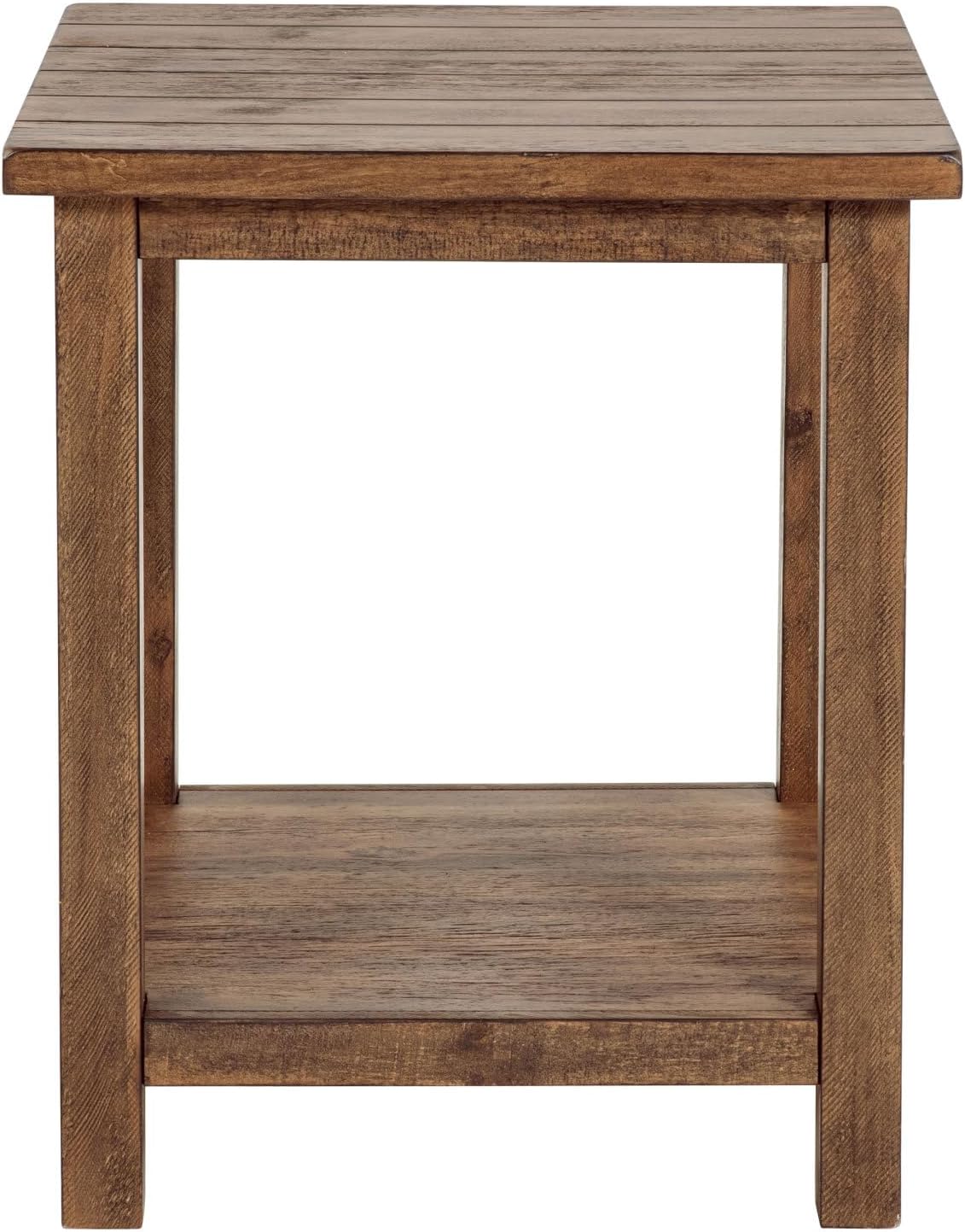 Castleton Distressed Brown Wood End Table with Shelf