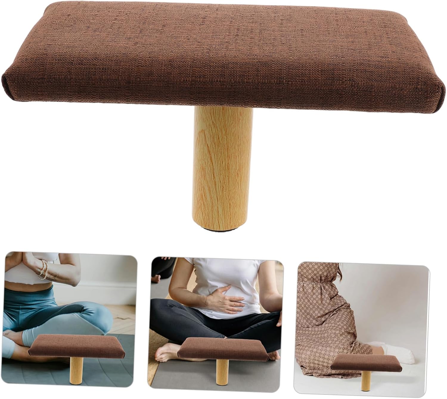 ibasenice Wooden Kneeling Bench with Comfortable Sitting Posture and Cotton Cloth Cushion, Portable Prayer Stool for Activities and Office Use, Natural Elegant Design with Sturdy Wood