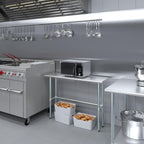 AmGood Stainless Steel Work Table Open Base | NSF Kitchen Island Food Prep | Laundry Garage Utility Bench (48" Long X 14" Deep)