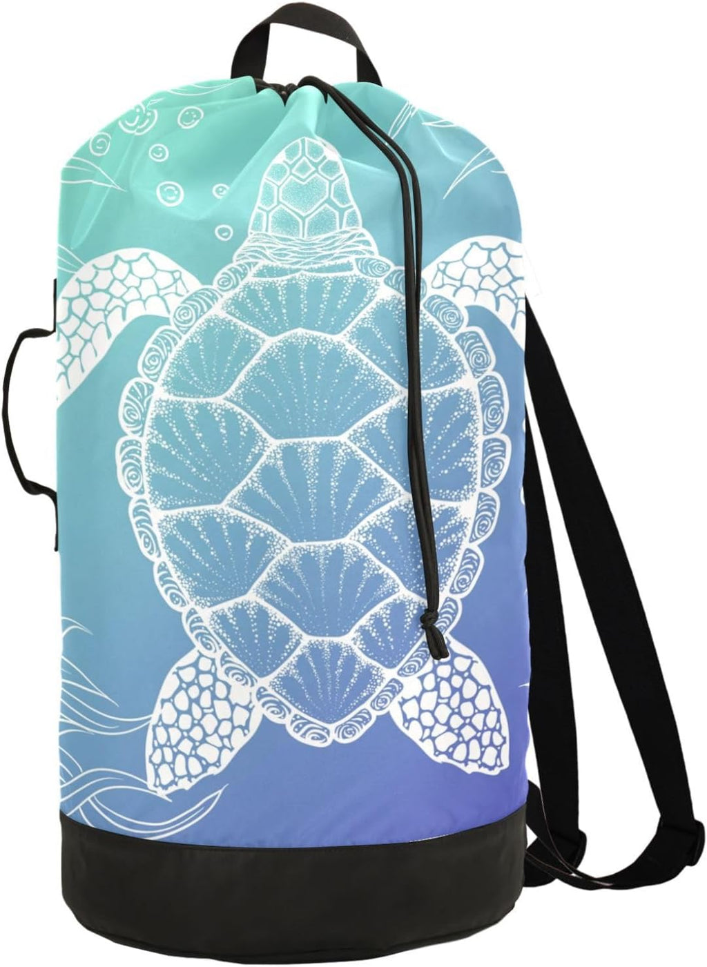 Sea Turtle Laundry Backpack Large Heavy Duty Laundry Bag with Adjustable Shoulder Straps Laundry backpack for Traveling Dirty Clothes Organizer for College Students Waterproof