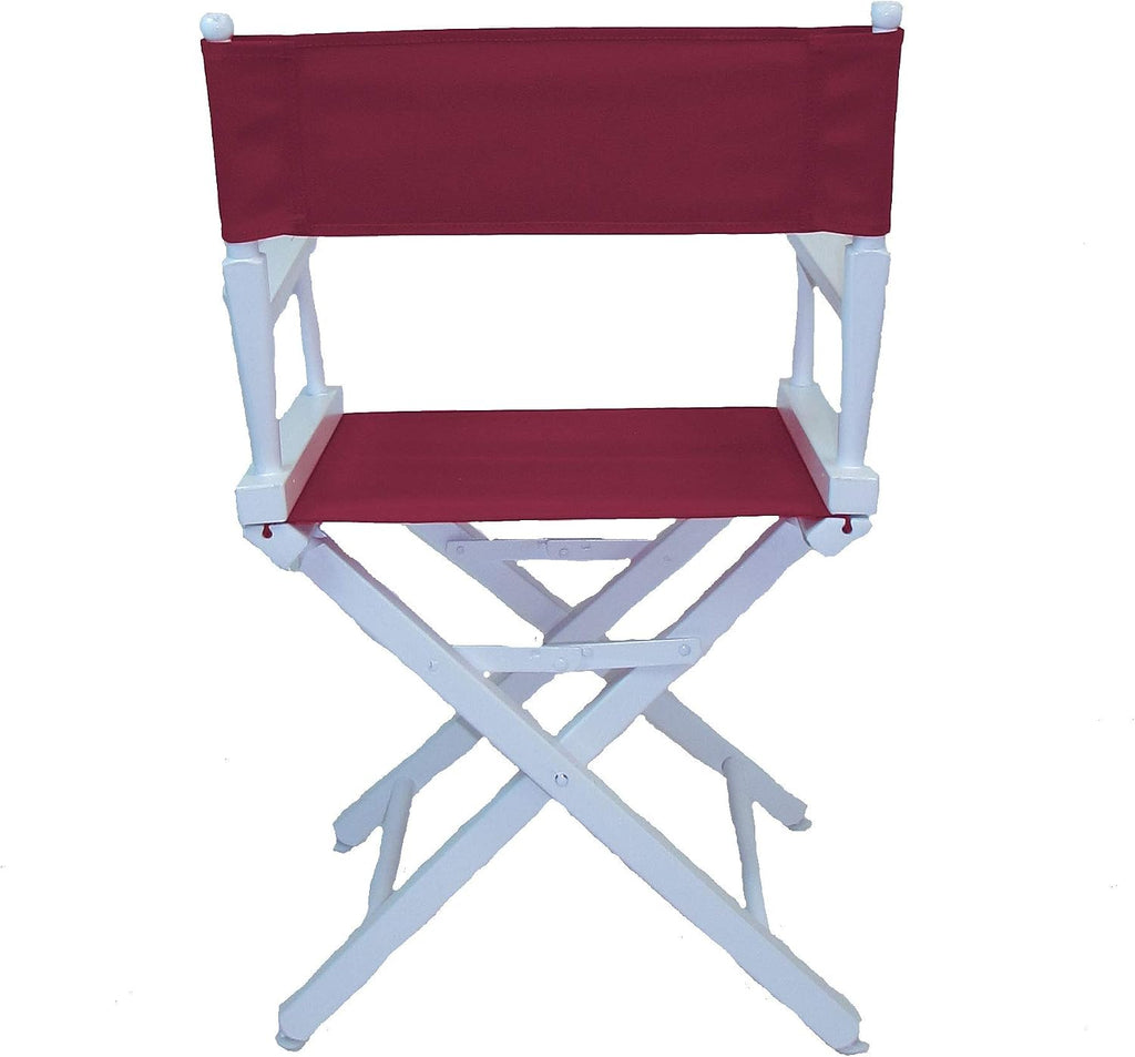 Gold Medal Commercial 18" Table Height White Frame Directors Chair - Burgundy