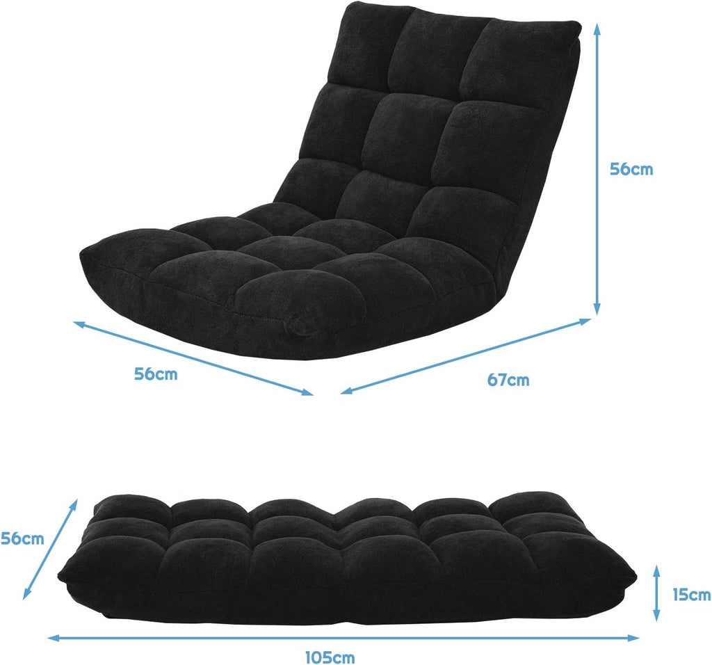 DORTALA Floor Gaming Chair with Back Support, 14-Position Adjustable Banana Chair for Adults, Foldable Floor Seats for Reading, Gaming (Black)