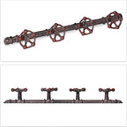 Relaxdays Wall-Mounted Coat Rack, 4 Hooks, Cast Iron, Deco Pipeline Look, Rustic, H x W x D: 6.5 x 46.5 x 6 cm, Brown