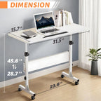 Rolling Desk Adjustable Height,Portable Laptop Desks,Small Standing Desk with Wheels for Home Office