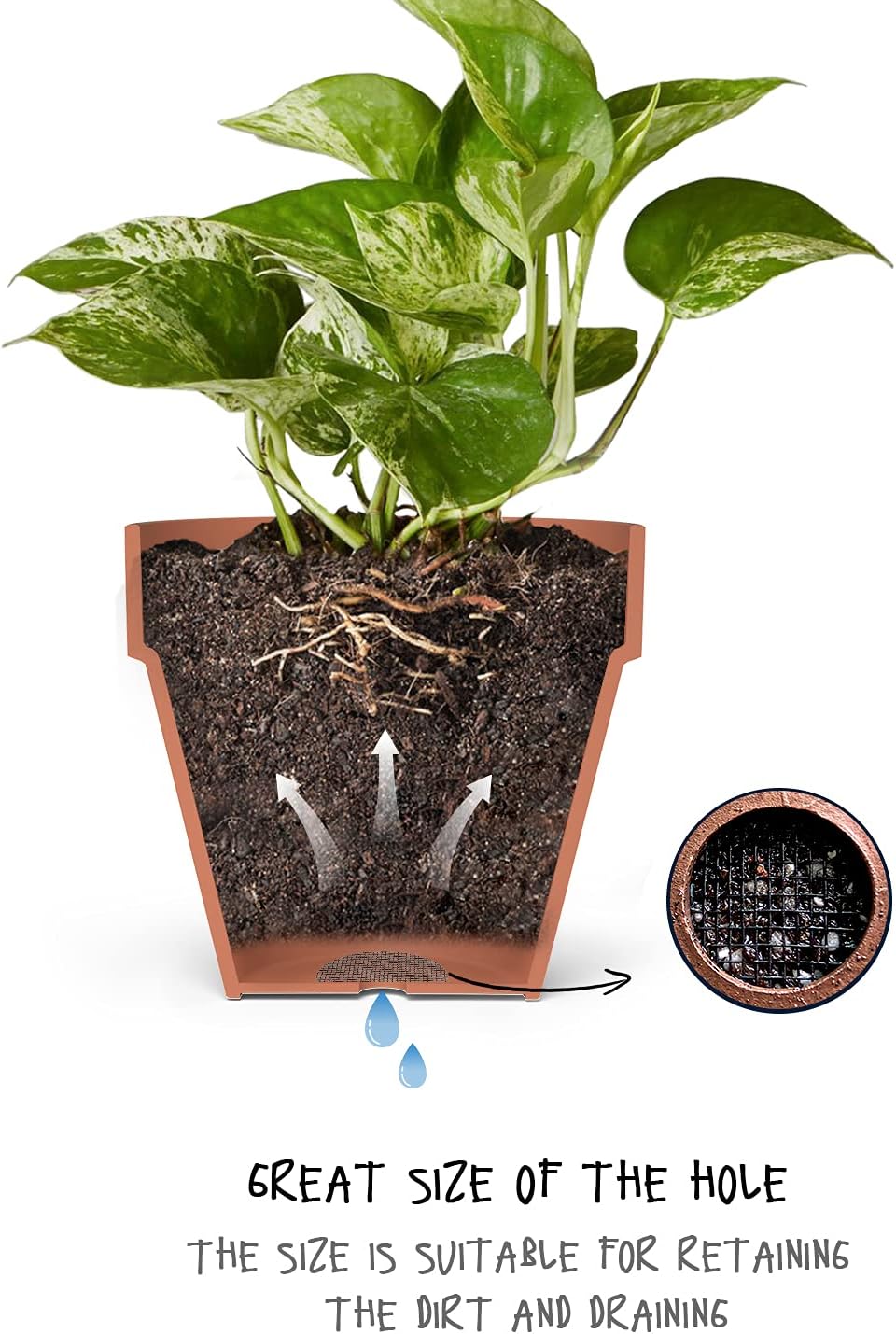 LE TAUCI Plant Pot Hole Mesh Pads, 2-Inch Round Flower Pot Drainage Covers, Prevent Soil Loss, Durable Reusable, Bonsai Bottom Grid Mat, Gardening Essentials, 50-Pack