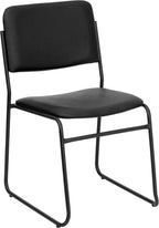 EMMA + OLIVER 500 lb. Capacity High Density Black Vinyl Stacking Chair