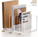 SANRUI Acrylic Magazine Holder Desk Organizer Workspace Sorters，Clear Bookend File Sorter Holder,Folder Rack, Office Accessories Organization Storage with 4 Vertical Compartments