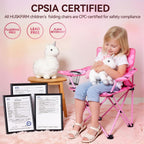 Huskfirm Padded Kids Camping Chair Folding Toddler Chair with Cup Holder & Safety Lock Portable Kids Beach Chair Ages 3-6 for Outdoor Camping Foldable Kids Chair Support 120lbs,Pink Unicorn