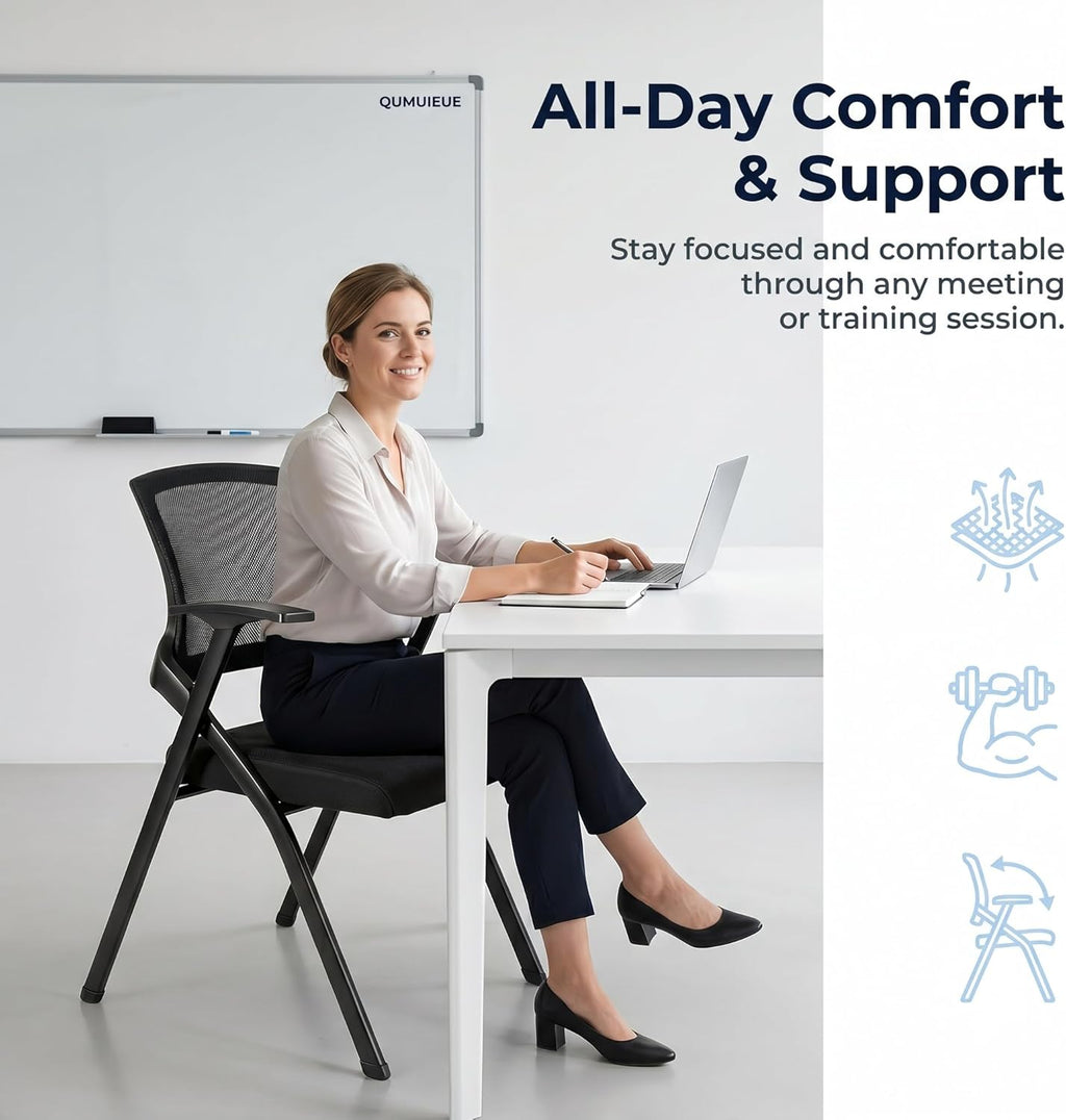 [20 Pack] Folding Office Chairs, Heavy Duty Conference Room Chairs with Mesh Back & Padded Seat, Stackable Training Room Chair for Guest Reception, Classroom, Waiting Room