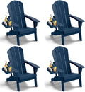 Adirondack Chair Set of 4, HDPE Folding Adirondack Chair with Multifunctional Cup Holder, Weather Resistant Fire Pit Chair for porches, patios, poolsides, Decks.