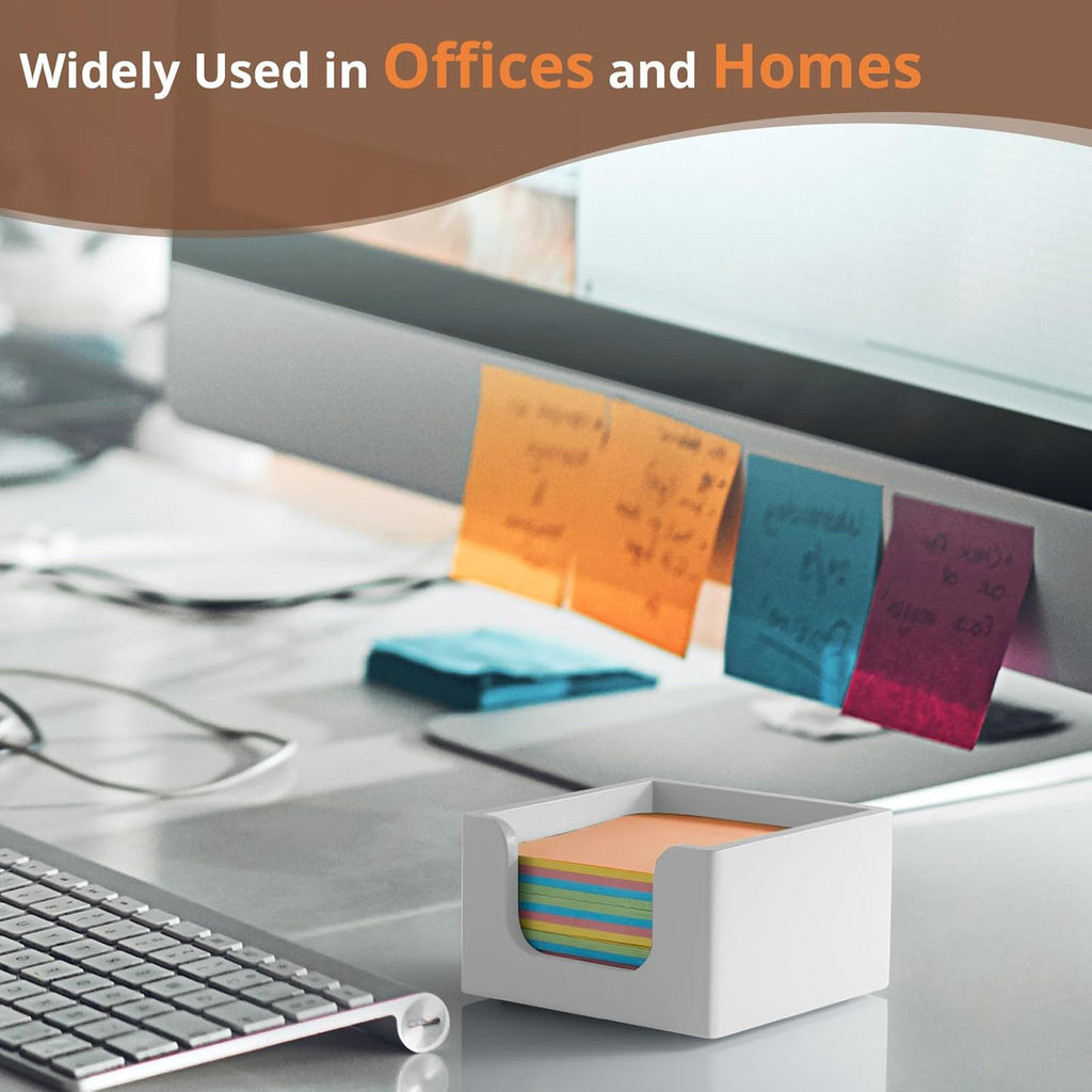 Sticky Note Holder, Sticky Note Dispenser for Office Desk Accessories, Self Stick Note Pad Holder, Memo Pad Holder Dispenser Organizer for School Office Desk Supplies, White